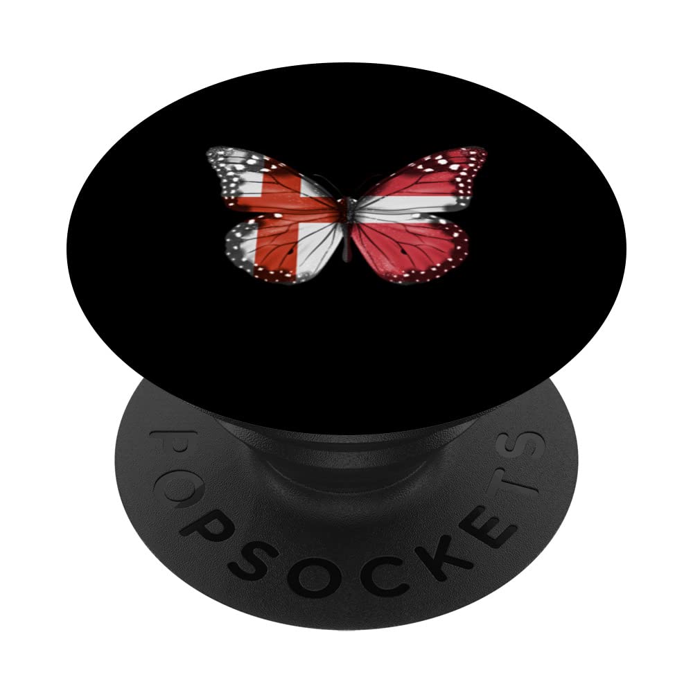 English Latvian Flag Butterfly PopSockets Swappable PopGrip