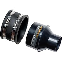 POWERTEC 70322 4 Inch to 2-1/2 Inch Reducer and 4 Inch Dust Control Flex Cuff with Stainless Steel Hose Clamps, Dust Collecti