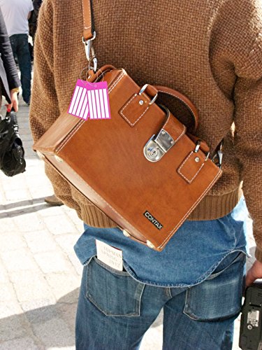 Heavy Duty Travel Suitcase Luggage/Bag Tags Set, Strong Custom Baggage Labels (4 Tags, Pink)