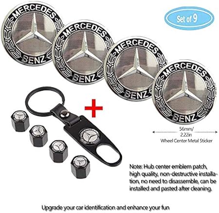 Amazon Alichee 4パックホイールセンターキャップエンブレム 56 Mmリムハブエンブレムバッジステッカー4パックキーホルダーバルブカバーフィット1パックキーホルダーメルセデス ベンツ For Mercedes Benz ホイールカバー 車 バイク