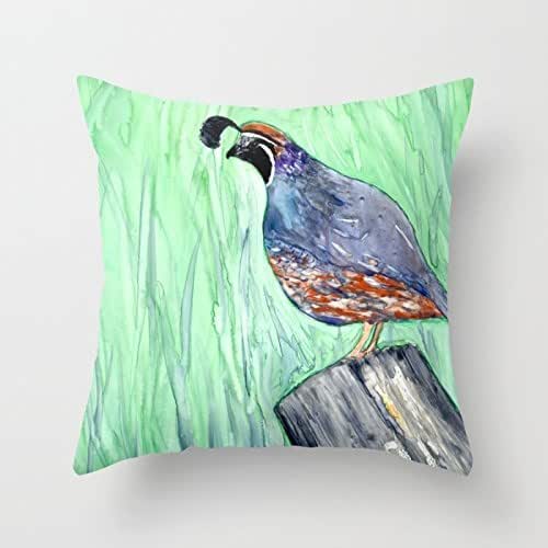 California Quail Throw Pillow Decorative Bird Pillow Cover Accessories Handmade