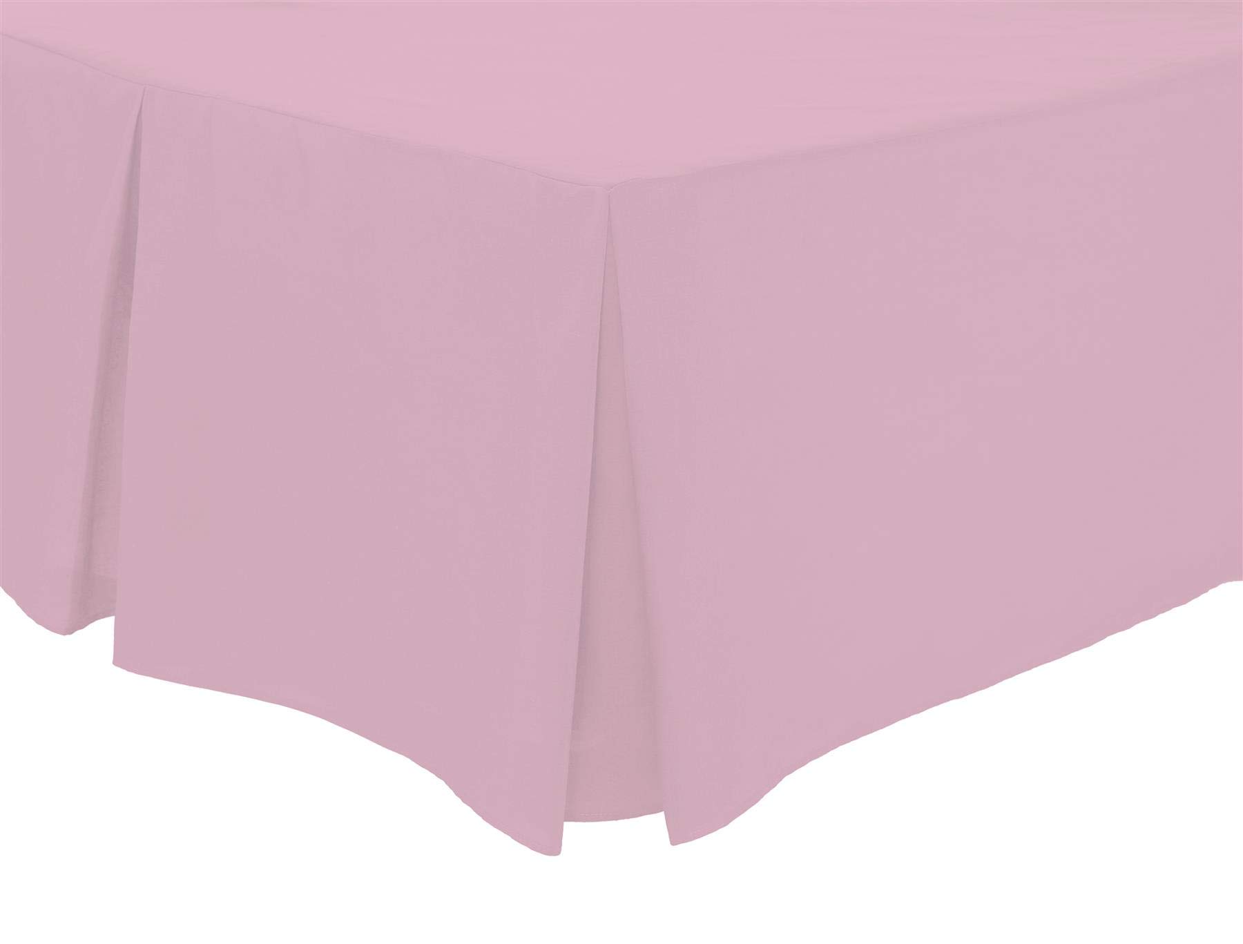 Olivia Rocco Pleated Base Valance Sheet Easy Care Polycotton Base Valances, King Light Pink