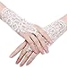 Lace Fingerless Rhinestone Beaded Bridal Gloves for Wedding Prom Party White
