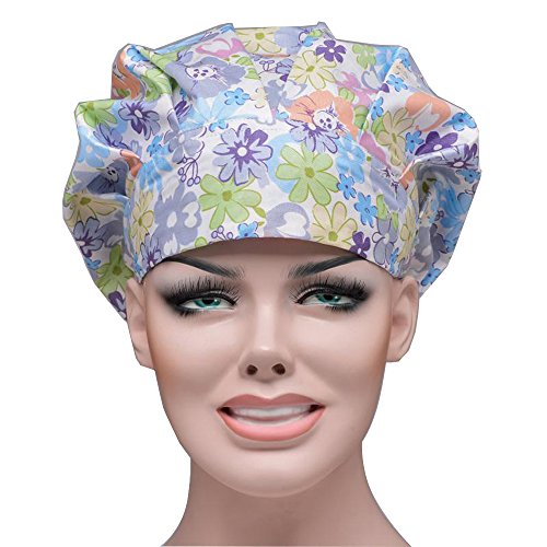 JoyRing Adjustable Surgical Scrub Cap Medical Doctor Bouffant Hats with Sweatband and Free Cotton Mask
