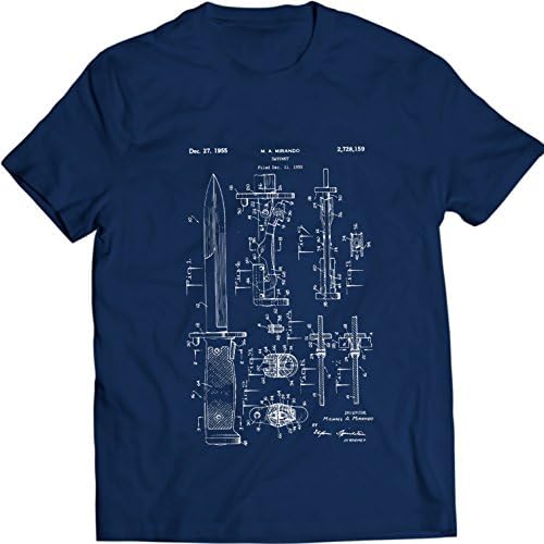 M9 Bayonet Military Knife Patent T-Shirt Mens Gift Idea (XL, Navy Blue)