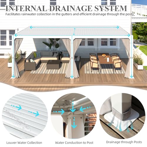 UPHYB 12x24 Louvered Pergola Review: Adjustable Roof with Curtains and Mesh image 20