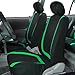 FH Group Car Seat Covers Unique Flat Cloth Full Set Automotive Seat Covers Front Set and Rear Solid Bench Green Black Seat Covers w. Gift Universal Fit Interior Accessories for Cars Trucks and SUVs