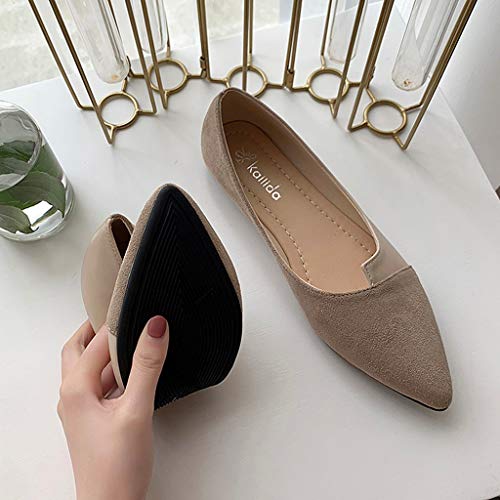 Gyoume Women Shoes Bow Pointed Toe Women Flats Woman Flat Shoes Ballet Flats Ladies (US:9, White)