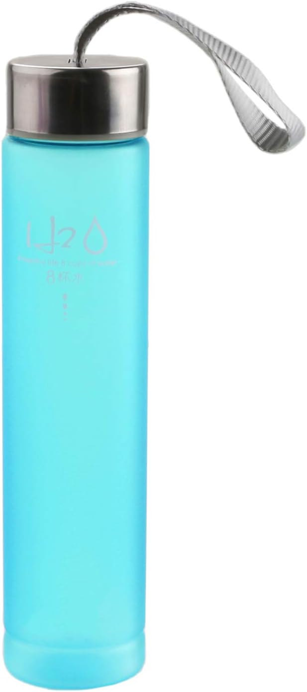 aoory Sports Water Bottle BPA Free Plastic Wide Mouth Slim Frosted Cup with Leak-proof Lid for Running Gym Yoga Outdoors 280ml,Blue