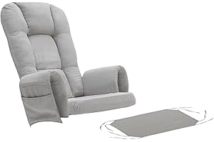 5Pcs Velvet Glider Rocking Chair Replacement Cushion with Side Pockets, Washable Non Slip for Glider Rocking Chair,Light Gray