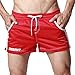 SILKWORLD Men's Running Shorts Pockets Quick-Dry Mesh Beach Shorts, Red, Medium
