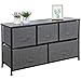 SUPER DEAL Wide Dresser for Bedroom, 5 Drawer Fabric Storage Organizer Chest Heavy Duty Steel Frame Wood Top for Kids Toys Livingroom Closet Nursery Hallway, Dark Grey