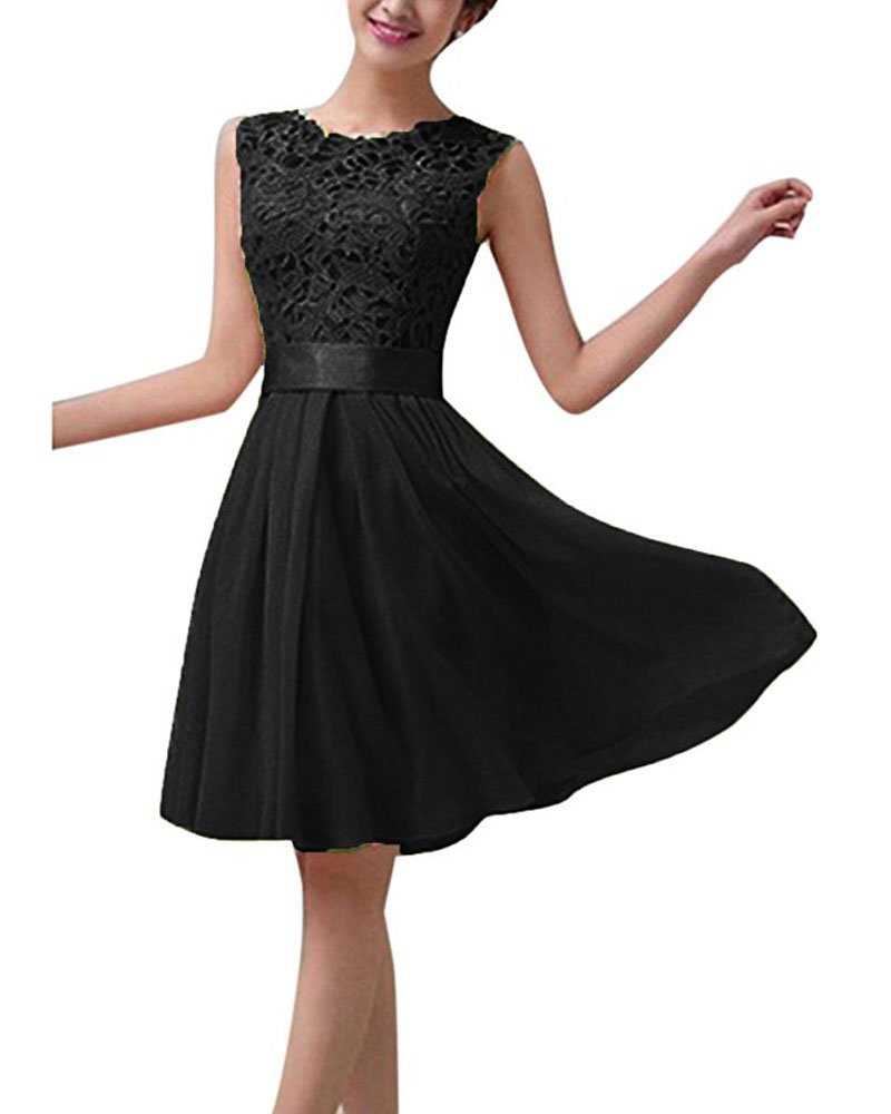 Lrady Women's Lace Chiffon Aline Long Maxi Dress Evening Wedding