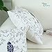 CaliTime Throw Pillow Cases Pack of 2 Cotton Cute Bird in Gray Garden Embroidered Decorative Cushion Covers for Couch Bed Sofa Farmhouse Decoration 18 X 18 Inches Navy Blue