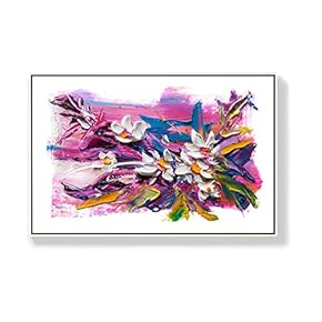 Framed Canvas Home Artwork Decoration Oil Flowers Canvas Wall Art for Living Room, Bedroom - 16x24 inches