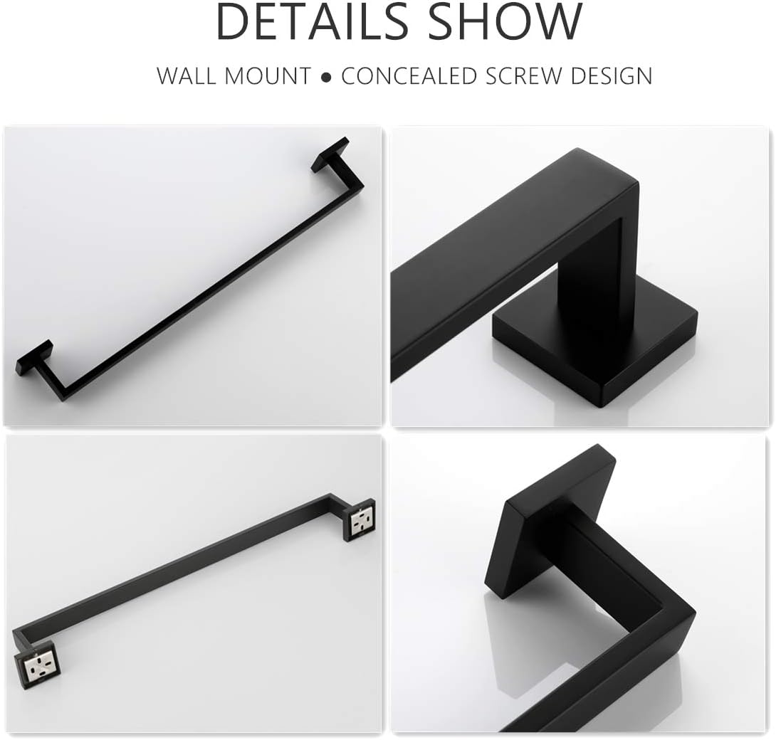 VELIMAX Premium Stainless Steel Towel Bar Black Towel Rack Wall Mounted Towel Rail Towel Rod for Bathroom, Matte Black, 30-Inch: Home & Kitchen