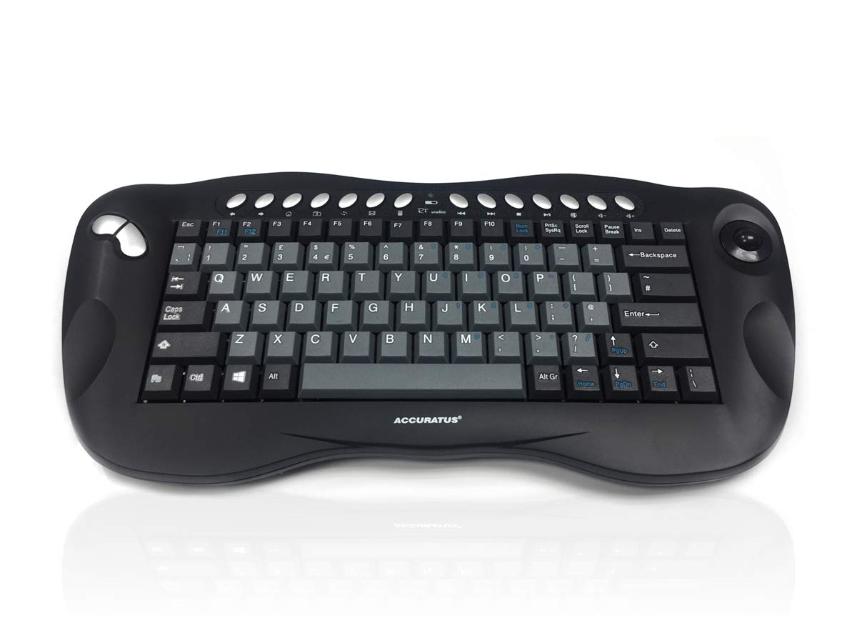 Accuratus Toughball 2 - Wireless 2.4GHz RF Mini Multimedia Keyboard with Trackball