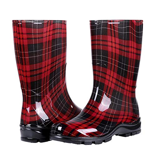 buffalo check rain boots