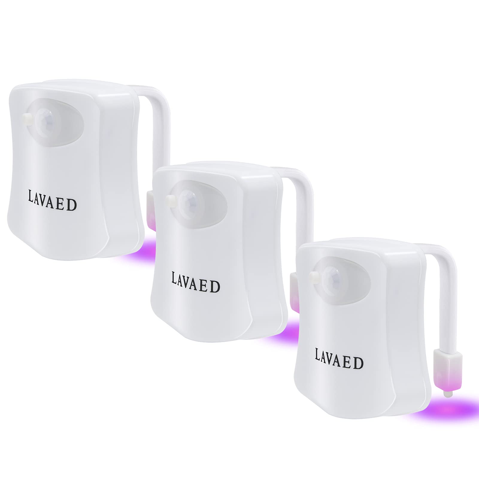 LAVAED Motion Sensor Toilet Night Light,8 Colors Changing Body Motion Sensor Toilet Bowl Seat Lamp for Bathroom (3 Pack) — image 1