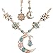 Yantu Charming Jewelry Flower Crystal Moon Necklace & Earrings Set for Women