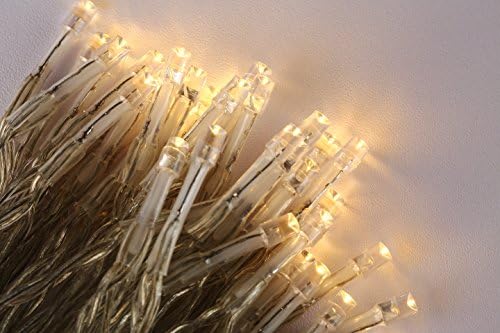Novolink 34 ft. 100-Light LED Warm White Battery Operated Decorative String Light for Christmas Tree Wedding Wreath Party Home Garden Indoor Outdoor, 100% Weather Proof