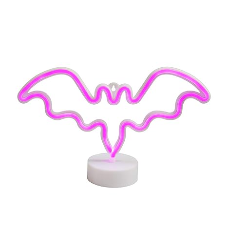 Guocheng Purple Shine Bat Shaped Led Neon Lamps Indoor Decor Battery Power Neon Mood Lighting Sign Pedestal Neon Table Night Lamps For Kids Children