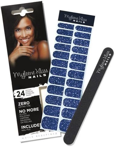 Myleene Klass Nails 24 WRAPS & NAIL FILE BLUE SPARKLE DESIGN