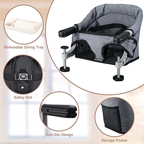 Hook On High Chair with Removable Dining Tray,Folding Portable Clip on