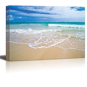 Romantic Scene of Sea Waves on The Tropical...