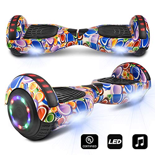 CHO Electric Smart Self Balancing Scooter Hoverboard Built-in Speaker LED Wheels Side Lights- UL2272 Certified (-Colorful Circle)