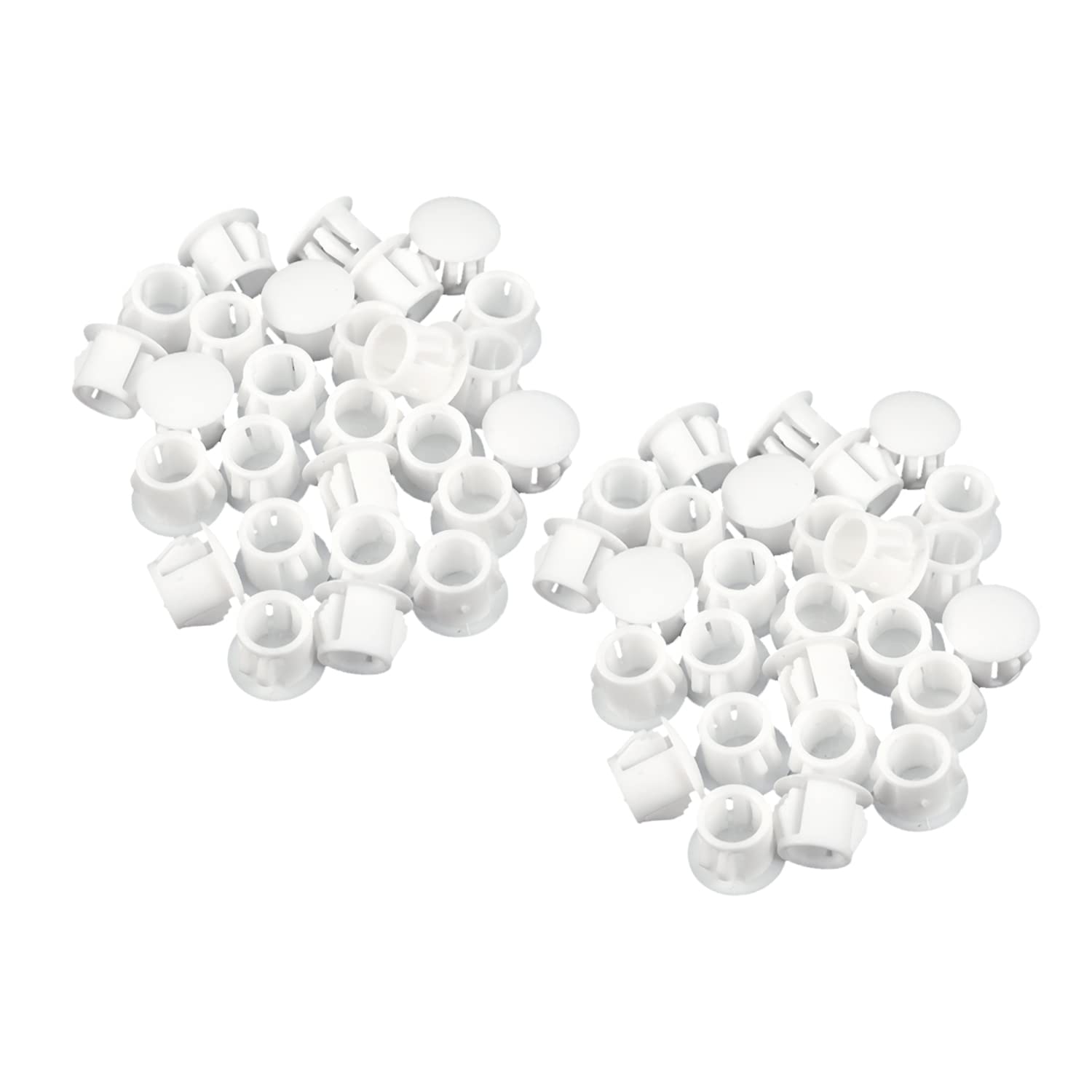 10mm Plastic Hole Plugs, Flush Type Hole Plugs Locking Insert End Cap Panel Hole Plugs for Cabinets Machines Furniture (50pcs, White)