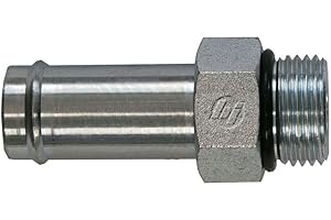 Brennan Industries 4604-06-04-O Steel Straight Adapter, 7/16"-20 ORB Thread, 3/8" Hose Barb x 7/16"-20 Male O-Ring Boss, 0.562" Hex