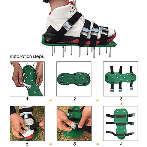 shsyue Lawn Aerator Shoes, 4 Adjustable Straps Universal Size ，4 Aluminum Alloy Buckles Spiked Aerating Lawn Sandals, 26 Nails for Aerating Your Lawn or Yard - Thumbnail 5