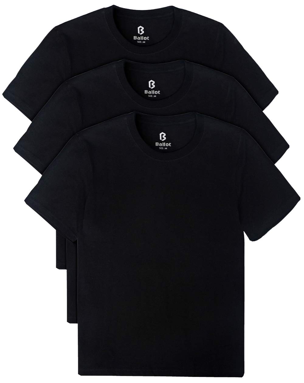 BALLOT(バロット) Men's Short Sleeve T-Shirt, Plain, Thick Fabric, Heavy Weight, 100% Cotton, Set of 3