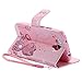 S4 Case,Galaxy i9500 Case LEECOCO Fancy Paint Floral Design Case [Credit Cards Slot] [Cash Pockets] PU Leather Flip Wallet Case with Stand for Samsung Galaxy S4 I9500,Pink Cat