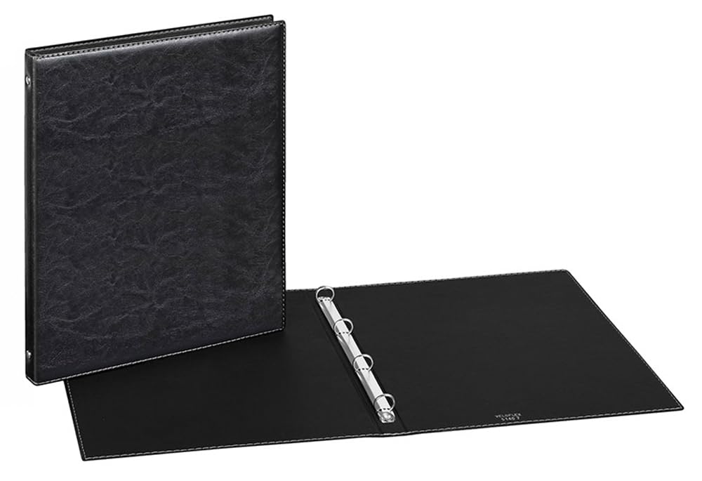 Ring Binder A4 Exquisite 4 Ring Leather Look in Black