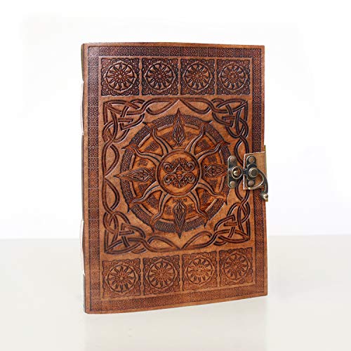DreamKeeper-Journals-Sorcha-Personalised-Gifts-for-Men-and-Women-Beautiful-Celtic-Design-with-Bronze-Lock-Daily-Diary-Notebook-Sketch-Book-Leather-Bound-Writing-and-Travel-Journal-Size-A4