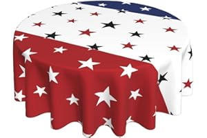 SWEETSHOW American Flag Tablecloth Round 60 Inch Patriotic Round Tablecloths Waterproof Polyester Washable Table Cover 4th of July Table Cloth for Kitchen Dining Room Indoor Outdoor Picnic Patio Party
