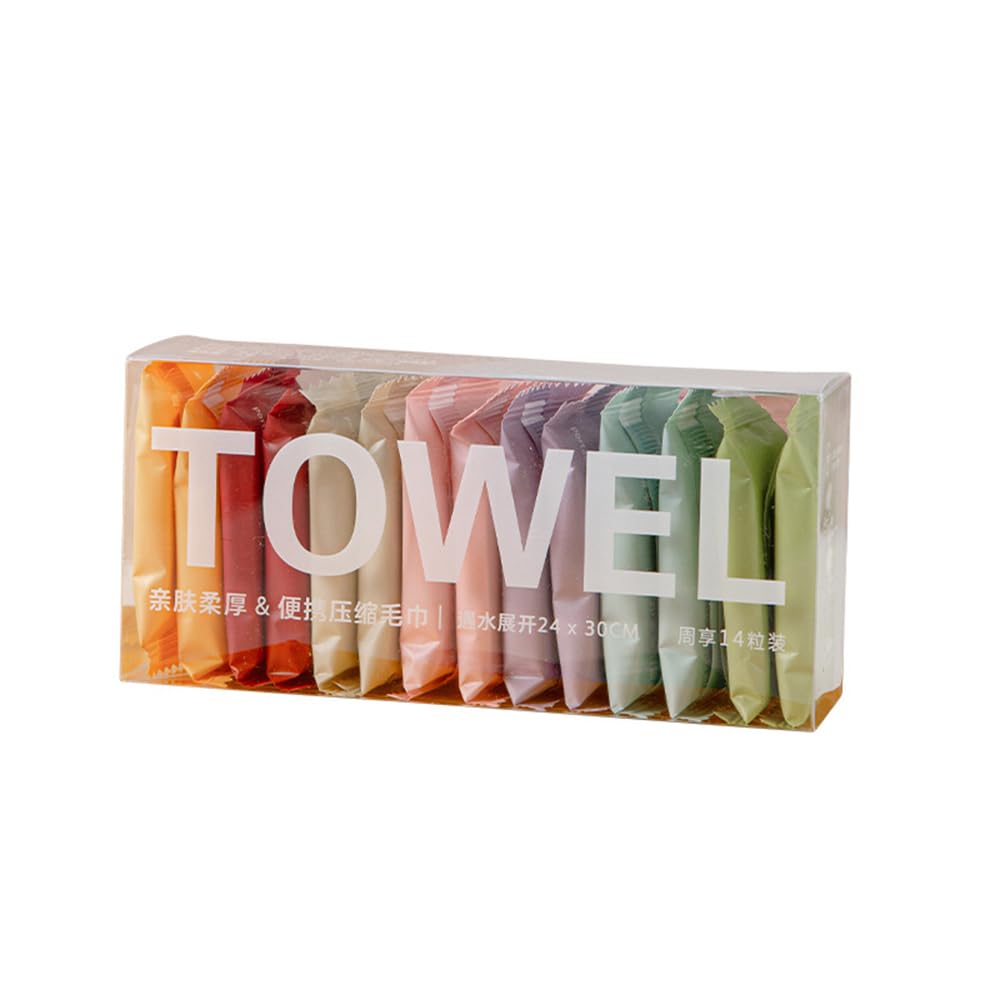 Vllcsla Compressed Towel for Travel 1 Week, Disposable Towels Tablets 24x30 cm After Absorption, Compressed Cotton Wipes, Portable Face Washcloth Reusable for Travel, Camping, Hiking, Outdoor