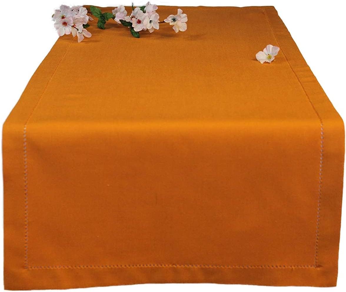 Table Runner Linen Look Hemstitch Gift Idea 40 x 100 cm Terra