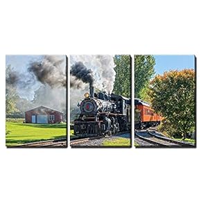 Old Vintage Steam Engine Arriving at The Train...