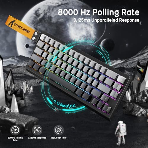 ATTACK SHARK X68 HE Wired Magnetic Keyboard with X3 Wireless Gaming Mouse Combos, 8KHz Rapid Trigger Keyboard, 0.01mm RT Accuracy, 49g SUPERLIGHT Mouse, PAW3395, 26000 DPI - Moonlit Night