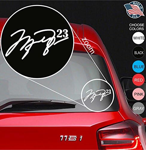 Signature Micheal 23 Air Jordan Flight Logo Vinyl Decal Sticker - Car Window, Laprop, Wall, Mac (11" inches, White)