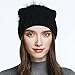 YINONIY Women's Slouchy Wool Knitted Pom Pom Beanie Cap Winter Crochet Cotton Hat Black