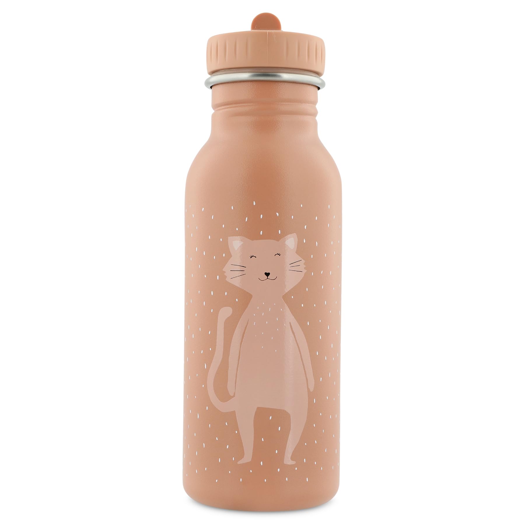 Trixie Drinking Bottle - Mrs. Cat - 500ml Stainless Steel Water Bottle for Kids - Pink - Leakproof - Eco-Friendly and BPA-Free