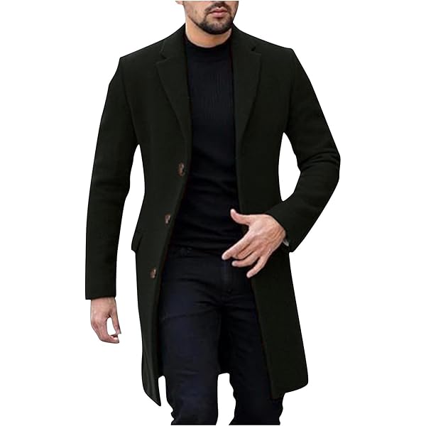 ジャケット・アウター CLANE RIB COLLAR WOOL LONG COAT Amazon.com: Yeuyyben Autumn Winter Mens Wool Trench Coats