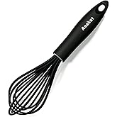 Anaeat 9" Silicone Balloon Whisk, Perfect for Non-Stick Cookware, Milk and Egg Beater Blender, Heat Resistant Kitchen Whisks for Whisking, Cooking, Baking, Beating, Frothing & Stirring (Black)