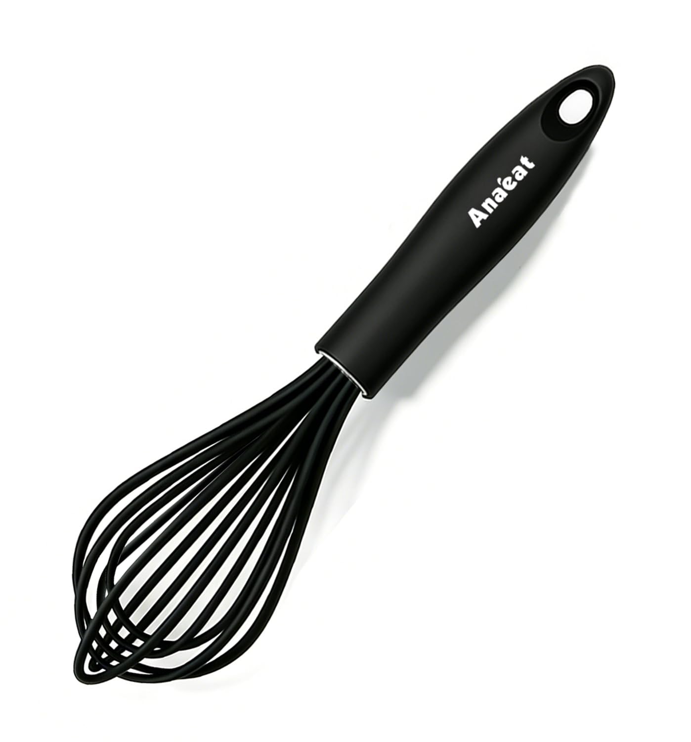 Anaeat 23cm Silicone Balloon Whisk, Perfect for Non-Stick Cookware, Milk and Egg Beater Blender, Heat Resistant Kitchen Whisks for Whisking, Cooking, Baking, Beating, Frothing & Stirring (Black)