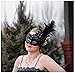 Coxeer Black Feather Masquerade Mask Party Mask with Flower Lace Decor