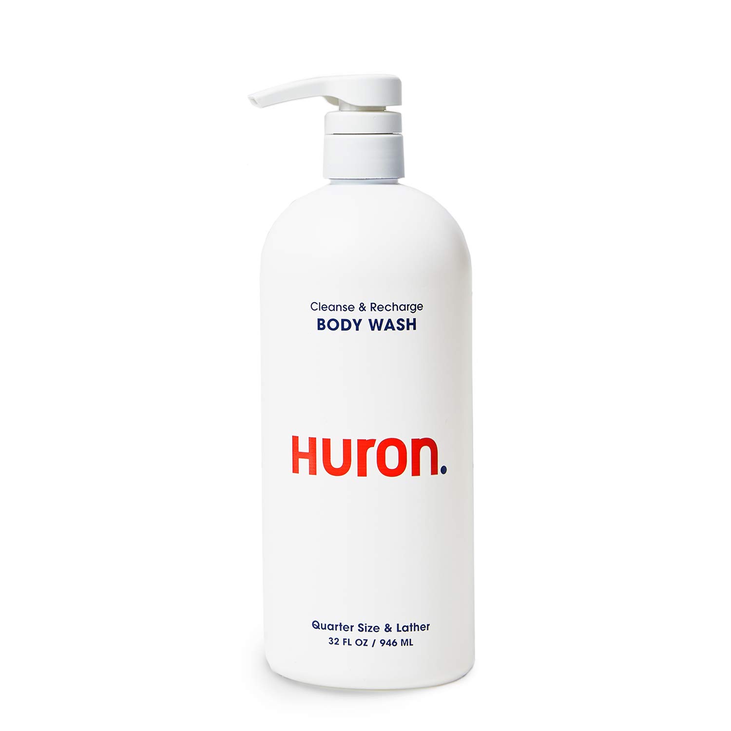 Huron - Men's Invigorating Body Wash. Skin conditioning lather refreshes, deodorizes and nourishes. Energizing aromatic citrus scent with Menthol and Eucalyptus. Sulfate-free.100% vegan. 32 oz (Jumbo)
